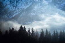 Landscape forest trees mountains snow nature Custom Gaming Mat Desk