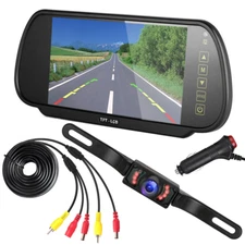 Car Backup Camera Rear View Parking System Night Vision & 7" Monitor Mirror Kit