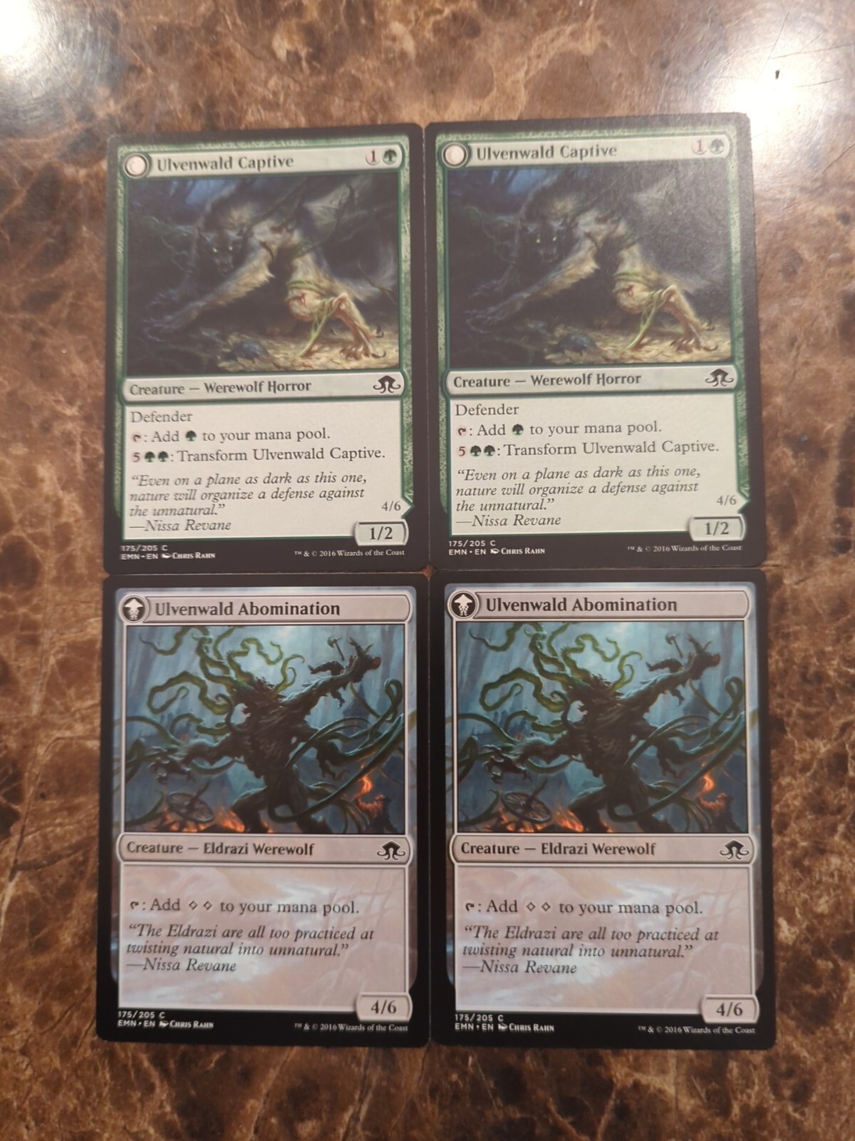 x4 Ulvenwald Captive // Ulvenwald Abomination MTG Eldritch Moon C M/NM, English