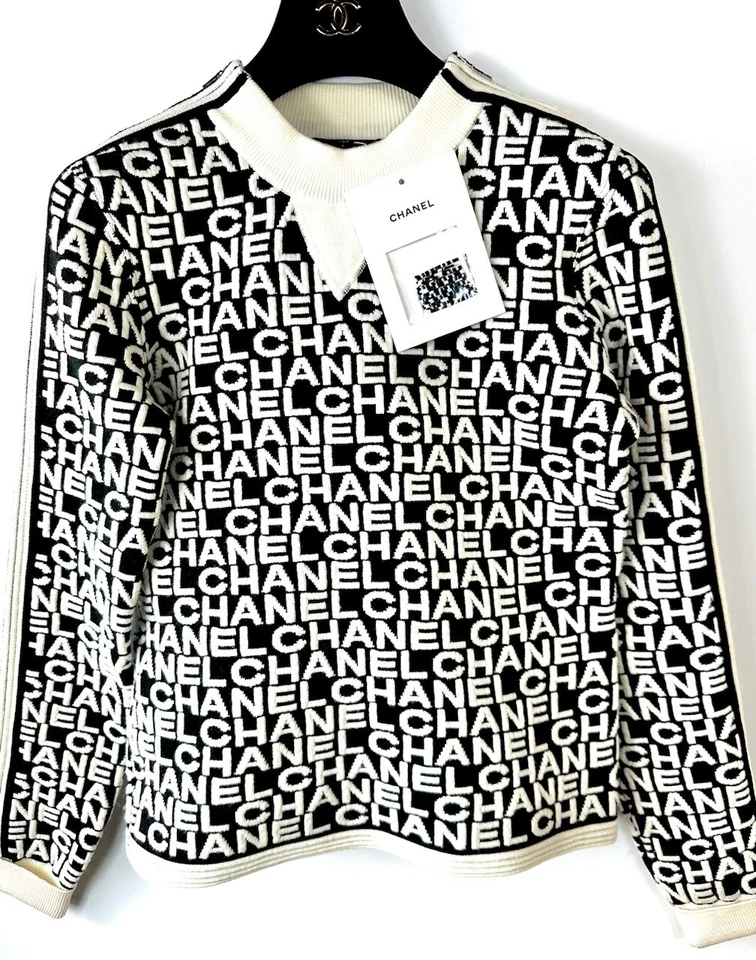Sudadera Chanel 2019 Blanca Negra Coco Nege Word Logo 34 36 2 4 Suéter S Como Nueva Foto 2 de 4