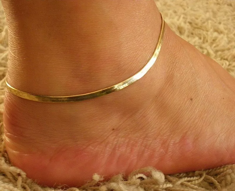 Women s Fashion Jewelry Silver Gold Color Chain Herringbone Anklet