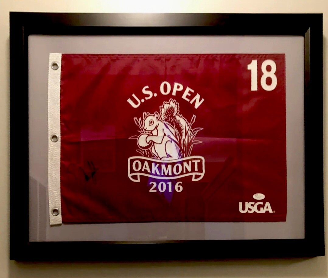 Dustin Johnson Autographed Signed 2016 U.S. Open Official Oakmont Country Club Flag JSA COA 