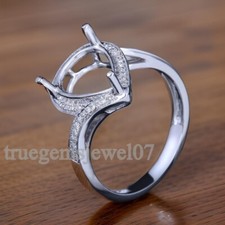 Beautiful Pear Cut Semi mount 10x8 MM Diamond Women Ring Setting 925 Silver Ring