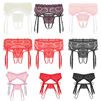 Mens Sexy Sissy Lace Frilly T-back Thongs Underwear Gay Skirted with Garter  Belt | eBay