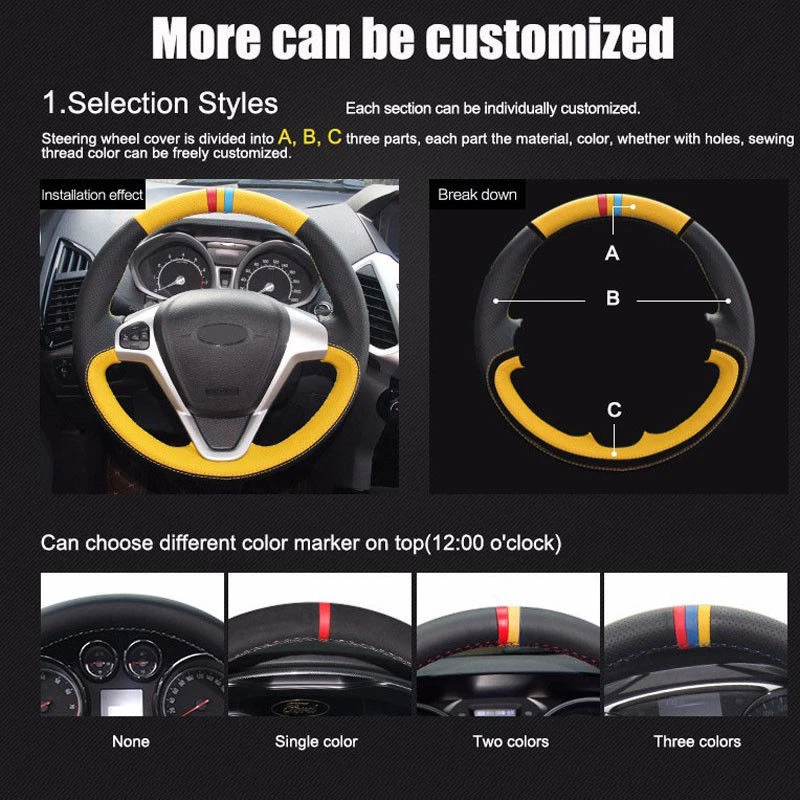 Custom PU Leather Steering Wheel Cover Stitch on Wrap For Nissan Maxima 2016 Foto 3 de 4