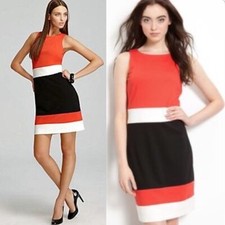 Vince Camuto Twisted Safari Poppy Colorblock Jersey Shift Dress 8