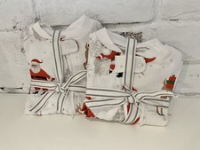 PAIR Pottery Barn Kids Santa Organic Nursery One Piece Footed, 0-3M, NEW