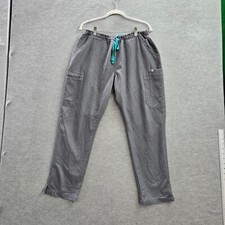 FIGS Women Scrub Bottoms Large Petite Gray Yola Skinny Scrub Pants Drawstring