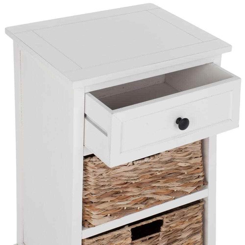 SAFAVIEH Side Table 13"W x 13"L Rectangle Aluminum Wood Coastal White 1-Piece - Picture 2 of 6
