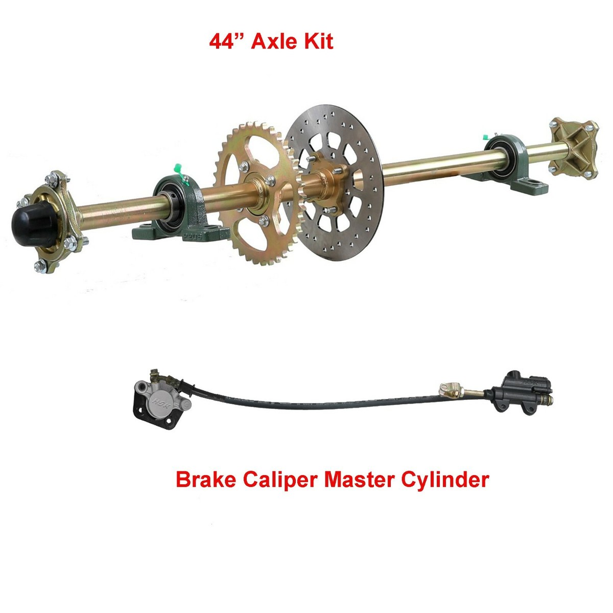 DENESTUS New 1120mm(44) Go Kart Live Rear Axle Complete Kit with Sprocket Brake Disc Pillow Block wheel hubs for DIY or ATV Quad Go Kart Golf Cart, Drive Train - Canada DENESTUS New 1120mm(44) Go Kart Live Rear Axle Complete Kit with Sprocket Brake Disc Pillow Block wheel hubs for DIY or ATV Quad Go Kart Golf Cart, Drive Train - Canada