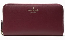 Kate Spade Brynn Large Continental Wallet Burgundy Zip Around K4697 NWT Purple