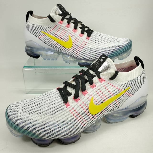 Size 12 - Nike Air VaporMax Flyknit 3 White Dynamic Yellow for sale online | eBay