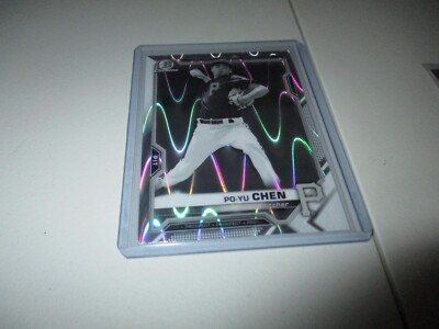 Po-Yu Chen 2021 Bowman Draft Chrome Black & White Raywave Refractor #BDC-151
