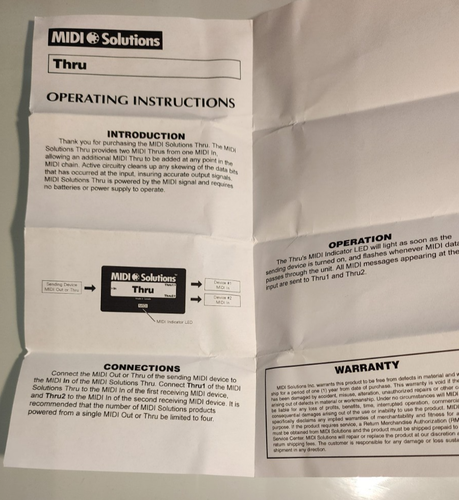 MIDI Solutions Thru In box with manual - Picture 3 of 3