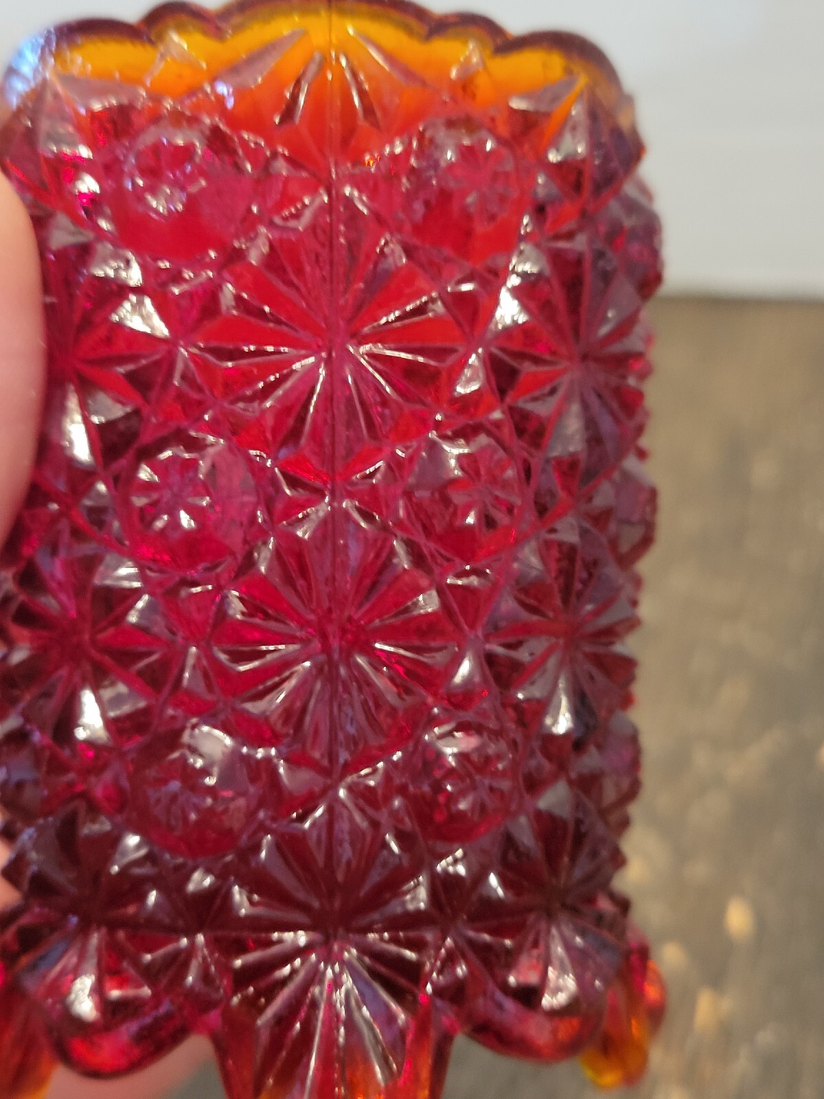 Vintage Red Glass Toothpick Holder Footed Stars eBay