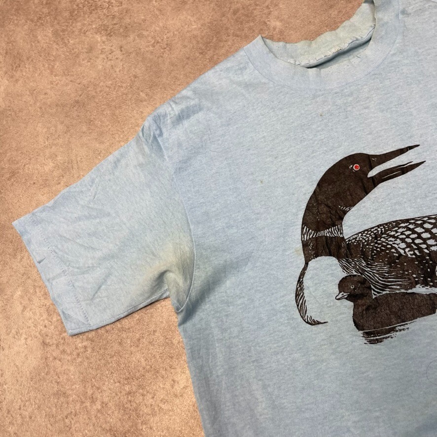 Goose T-Shirt Mens Bird Graphic Spellout Single Stitch Tee, Blue Medium image 4