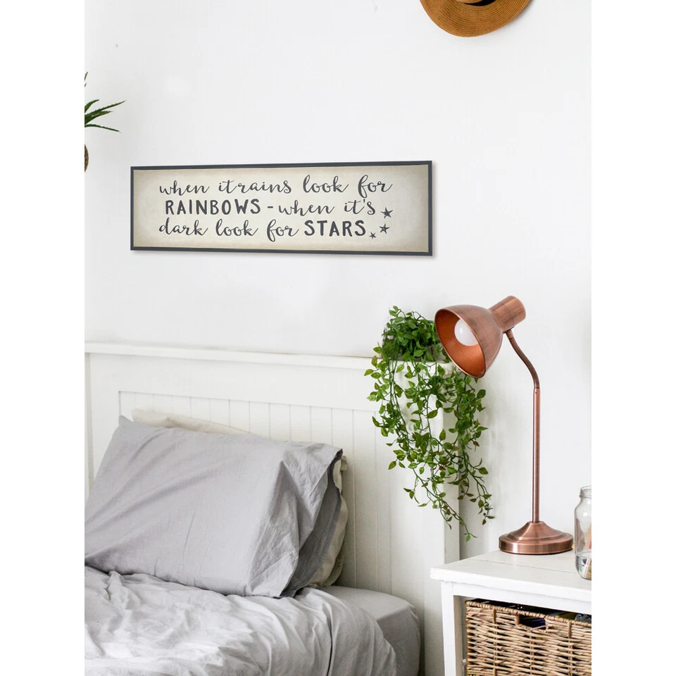 Cuando llueva busca arco iris arte de pared lienzo imagen motivacional 30,5 X 8,5 Foto 4 de 4