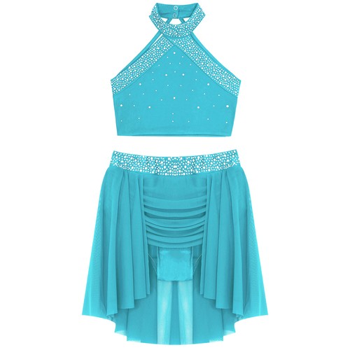 Kid Girls Vest And Skirts Ballroom Crop Top With Skirt Backless Dress Jazz - Picture 50 of 56