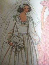 Vintage Simplicity 7886 SQUARE NECKLINE WEDDING DRESS Sewing Pattern Women Bride