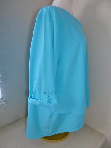 Coolibar Top Womens XXL Santa Barbara Tunic Asymmetrical Blue Roll Tab UPF 50 - Picture 5 of 15