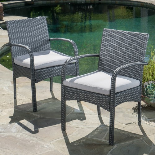 2Set Patio Chair Outdoor Chair Wicker Rattan For Backyard Deck Porch W/ Cushion - Picture 4 of 12