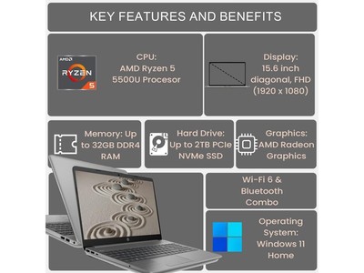 HP 15-FD0185NR Intel i5-1235U 1.30 GHz Intel Iris Xe 16GB 256GB NVME 15.6&'' WARR