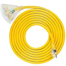 Lighted Outdoor Extension Cord - 14/3 SJTW Heavy Duty Yellow 25 100 ft