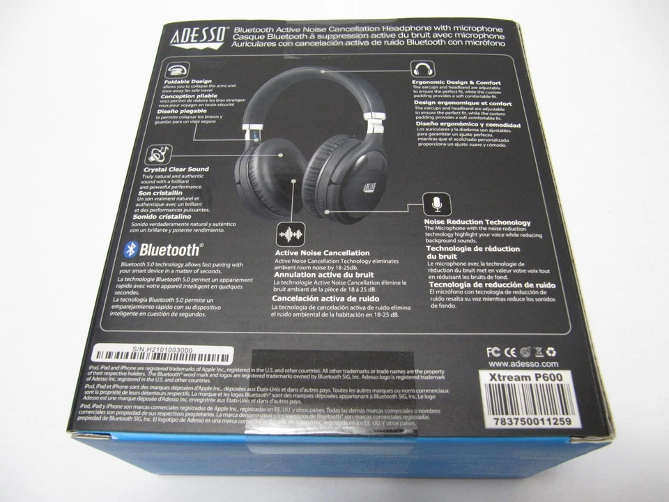 Adesso Xtream P600 Bluetooth active noise cancellation headphone Built in Mic - Image 4 of 4