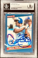 Cecil Fielder autographed signed Blue Jays 1986 Donruss Rookie Card RC BAS slab. rookie card picture