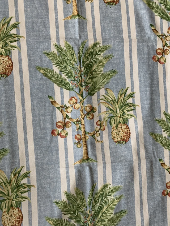 Домашний декор ткани хлопок шамбре синий w тропической зелени P Kaufmann 3,3 ярда винтажный - Изображение 4 из 4