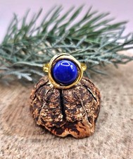 Nature Lapis Lazuli Gold Tone Adjustable Ring