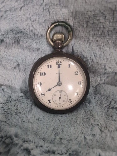 Antique Elgin Pocket Watch, Not Running, Silver Plate, Early