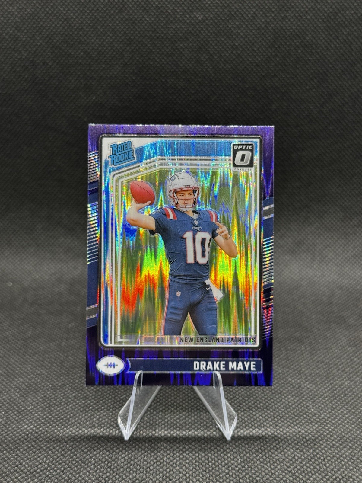 2024 Panini Donruss Optic - Rated Rookie Drake Maye #229 Purple Shock Prizm (RC)