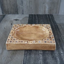 Vintage Woven Patten Ceramic Ashtray Rectangle 70s Arts & Crafts Folk Art MCM