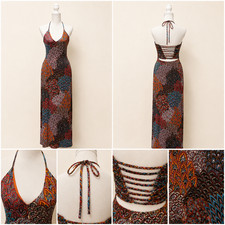 Fashion Nova S Paisley Halter Maxi Dress Festival Boho Wanderlust Coachella Y2K