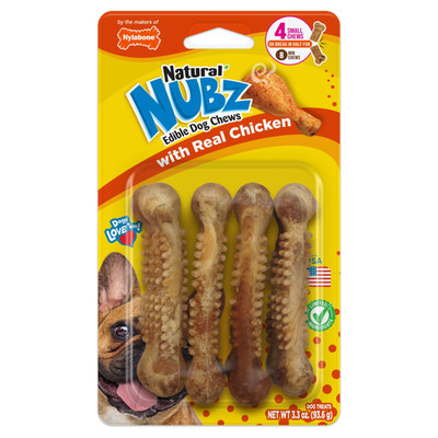 Nubz Natural Dog Treats for Small Dogs, Chicken Flavor Dog Bones, Small - up to