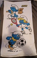 1980s Sporty Smurf Beach Towel