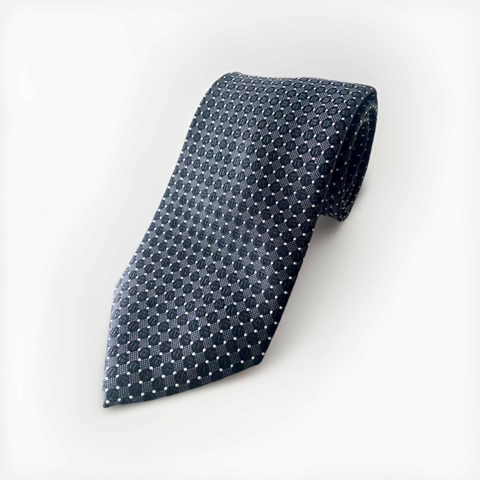 Roundtree & Yorke Jacquard Design Handmade Silk Neck Tie Extra Long 64 x 3.25