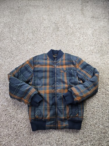 Prana Showdown Bomber Jacket XS Womens XS Plaid Multicolor Down Full Zip Flannel