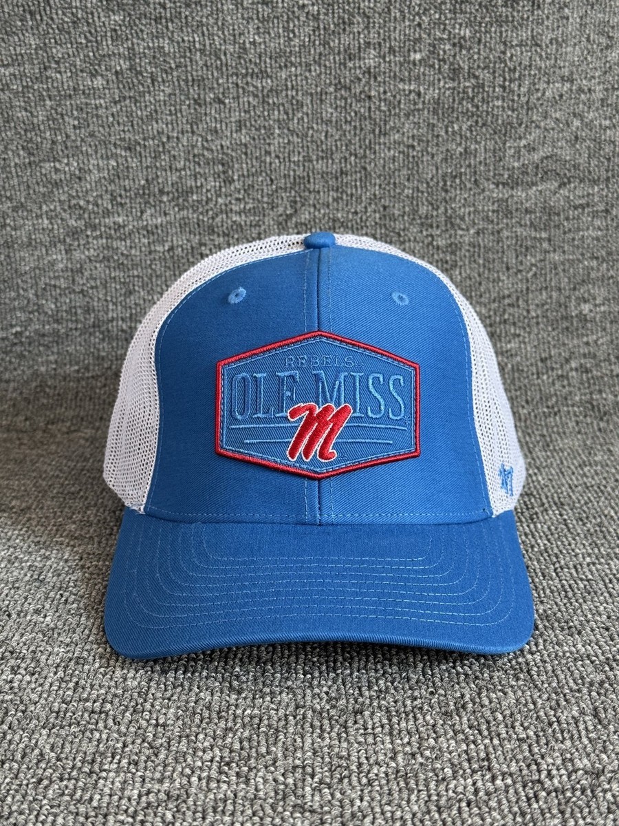 '47 Brand Ole Miss Rebels Trucker Snapback Blue White Hat Adjustable