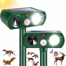 2 Pack 2025 Ultrasonic Repellent Solar Animal Repeller with Motion Sensor Device