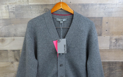 G/FORE Sweater Cardigan Mens Medium Gray Wool Cashmere Button Up Knit GMS000020
