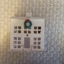 Handmade cardboard white glitter Saltbox House Christmas Village 8"tall