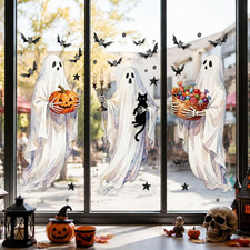3 Sheets Halloween Window Clings Ghost Decorations Large Ghost Window Stickers w