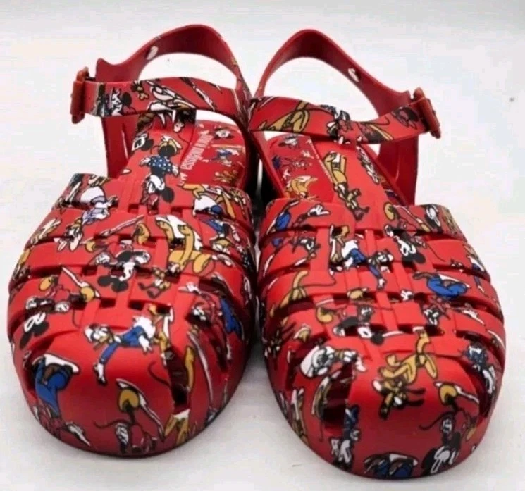 Mini Sapatos Meninas Melissa Possession Mickey Friends Geleia Vermelha Tamanho 4 Novo Sem Caixa - Imagem 3 de 4