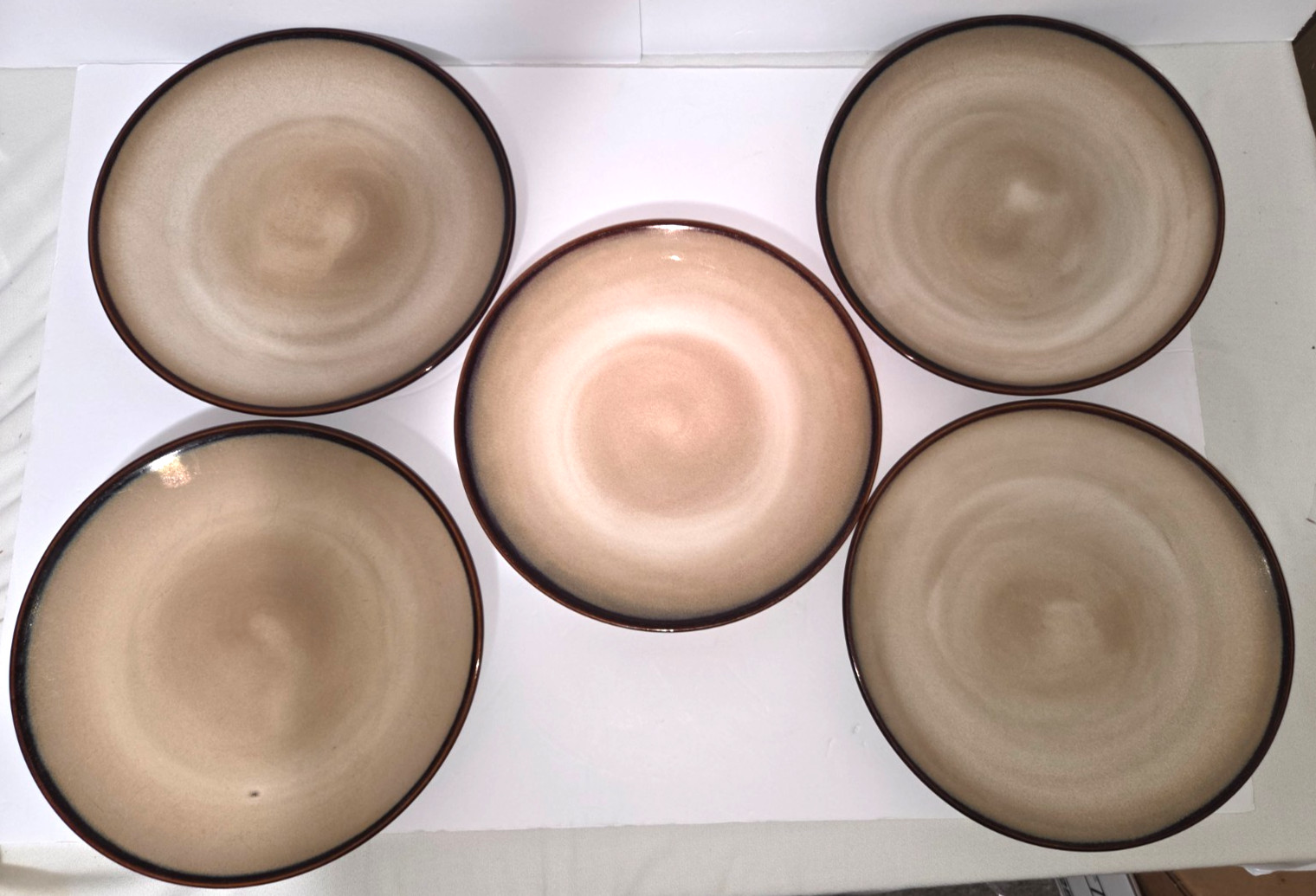 Of 5 Pre Owned Sango Nova Brown 4933  Dinner Plates 10 1/2" 