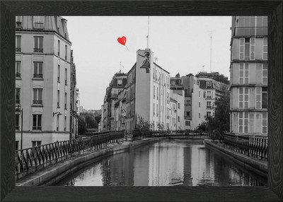 Flug des roten Ballons Gerahmtes Wandbild Poster Leinwandbild Bild