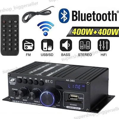 800W 2 Channel Bluetooth Mini HIFI Power Amplifier Audio Stereo Amp Home Car FM