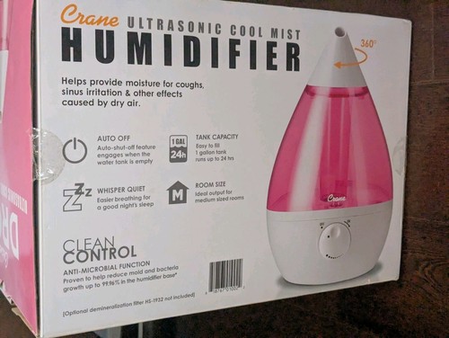Crane Drop Ultrasonic Cool Mist Humidifier - White - 1gal - Picture 3 of 5