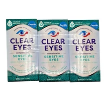 Clear Eyes Sensitive, Soothing Comfort Sensitive Eye Drops 0.5 oz- 3 pack- 05/26